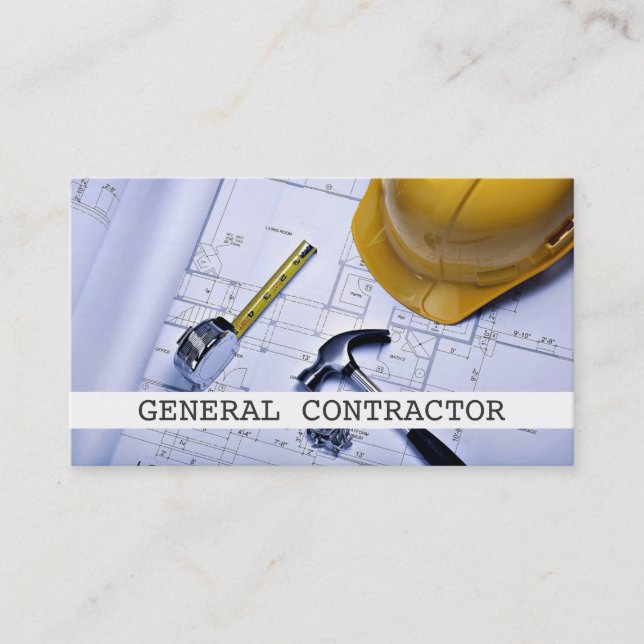 General Contractor Builder Construction Business Card (Front)