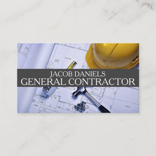 General Contractor Builder Construction Business Card (Front)