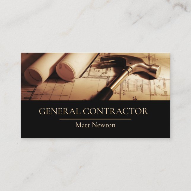General Contractor Builder Manager Construction Business Card (Front)