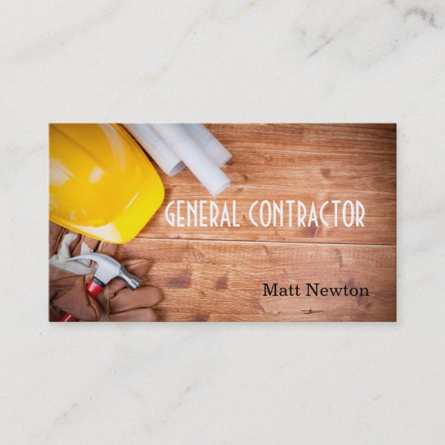 General Contractor Builder Manager Construction Business Card (Front)
