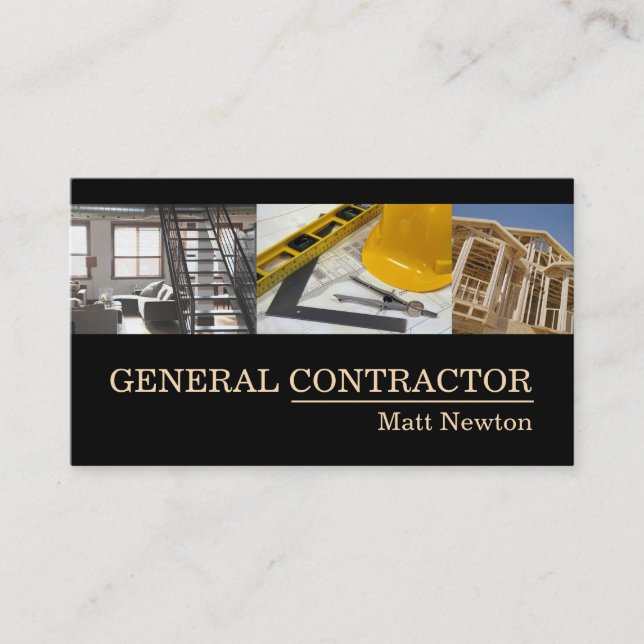 General Contractor Builder Manager Construction Business Card (Front)