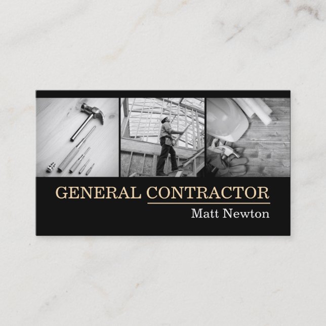 General Contractor Builder Manager Construction Business Card (Front)