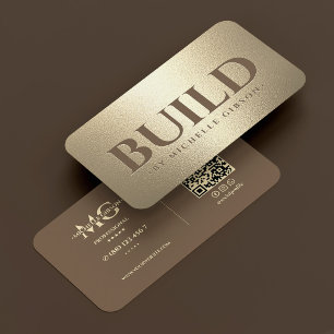 General Contractor Construction Brown Faux Gold Business Card