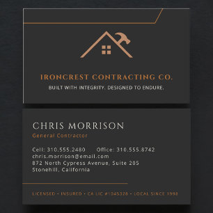 General Contractor Construction Business Card