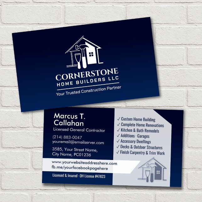 General Contractor Construction services Business Card (Creator Uploaded)