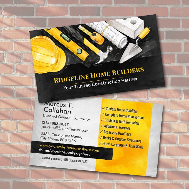 General Contractor Construction services Business Card (Creator Uploaded)