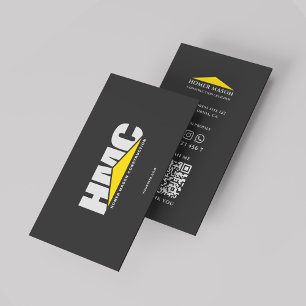 General Contractor Construction Yellow Triangle Business Card