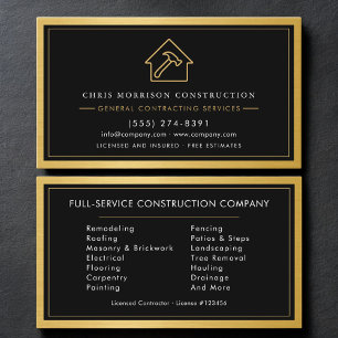 General Contractor Gold Industrial Metallic Business Card