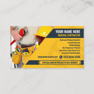 General Contractor, Handyman service, Construction Business Card