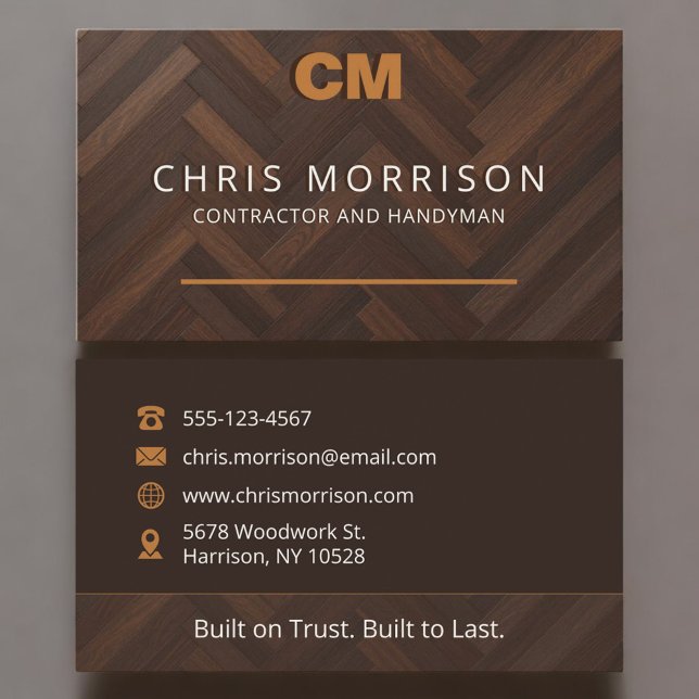 General Contractor Handyman Wooden Carpentry Business Card (Creator Uploaded)