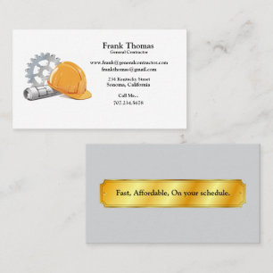 General Contractor Hard Hat & Tools Blueprints Business Card