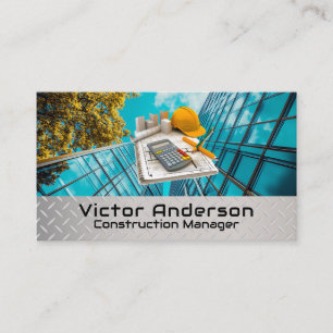 General Contractor Home Build Blue Collar Business Card