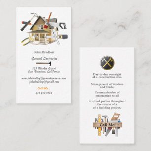 General Contractor - House with Tools on it  Business Card
