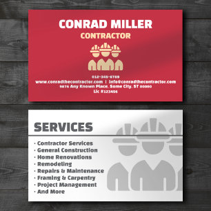 General Contractor Professional Red Business Card