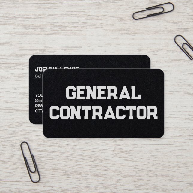 General Contractor QR Business Card (Front/Back In Situ)