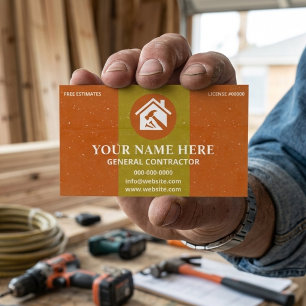 General Contractor Rustic Orange & Yellow Texture Business Card