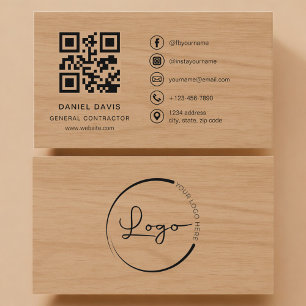 General Contractor Wood Professional QR Code Business Card