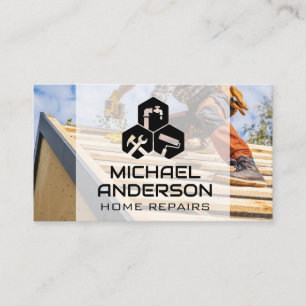 General Contractor Working on Roof Business Card