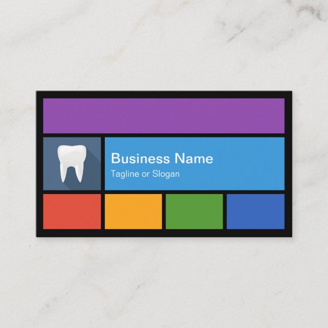 General Dentist - Colourful Tiles Creative Business Card (Front)