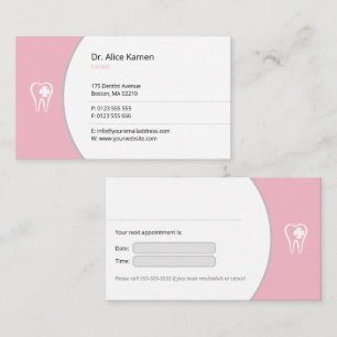 General Dentist   Pink Lucky Teeth Appointment Card
