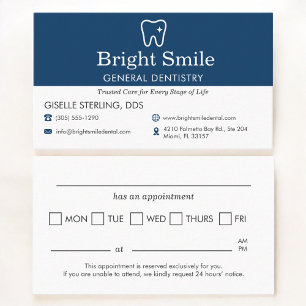 General Dentistry Office Appointment Reminder   Business Card