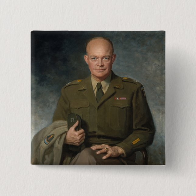 General Dwight Eisenhower 5 Star Painted Portrait 15 Cm Square Badge (Front)