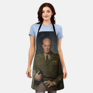 General Dwight Eisenhower 5 Star Painted Portrait Apron