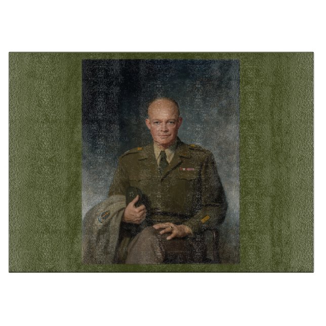 General Dwight Eisenhower 5 Star Painted Portrait Cutting Board (Front)