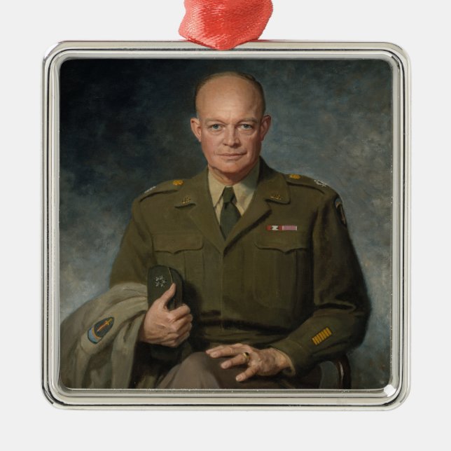 General Dwight Eisenhower 5 Star Painted Portrait Metal Tree Decoration (Front)