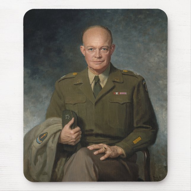 General Dwight Eisenhower 5 Star Painted Portrait Mouse Mat (Front)