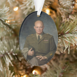 General Dwight Eisenhower 5 Star Painted Portrait Ornament