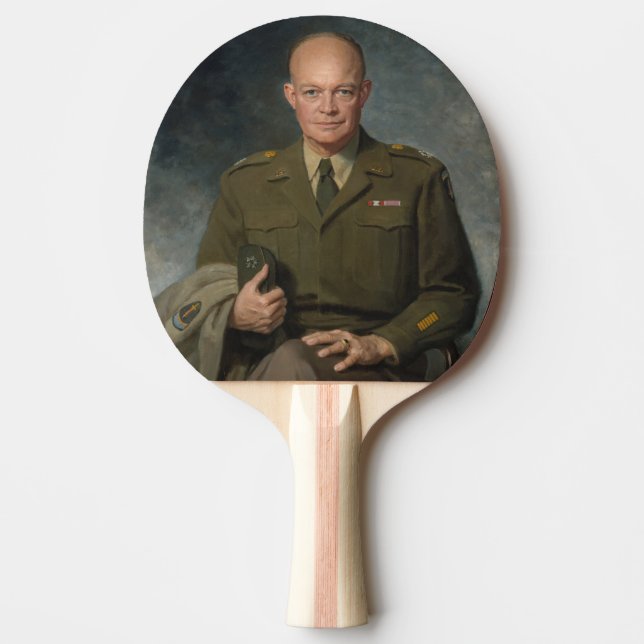 General Dwight Eisenhower 5 Star Painted Portrait Ping Pong Paddle (Front)