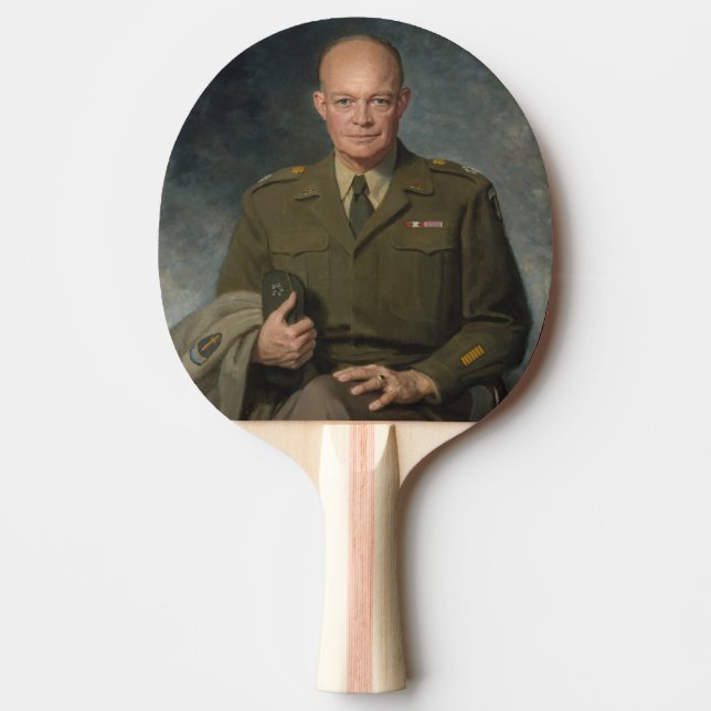 General Dwight Eisenhower 5 Star Painted Portrait Ping Pong Paddle (Front)
