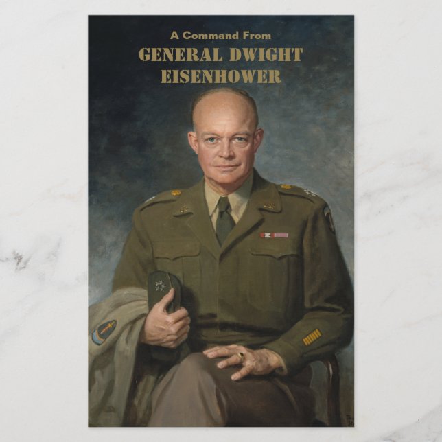 General Dwight Eisenhower 5 Star Painted Portrait Stationery (Front)