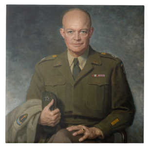 General Dwight Eisenhower 5 Star Painted Portrait Tile