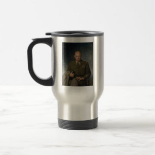 General Dwight Eisenhower 5 Star Painted Portrait Travel Mug