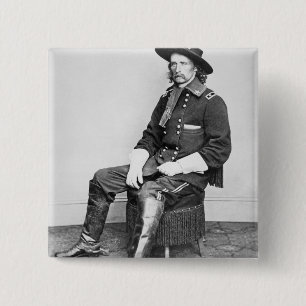 General George A. Custer (b/w photo) 15 Cm Square Badge