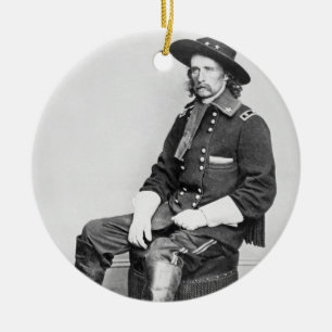 General George A. Custer (b/w photo) Ceramic Tree Decoration