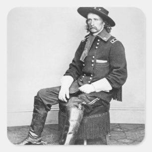 General George A. Custer (b/w photo) Square Sticker