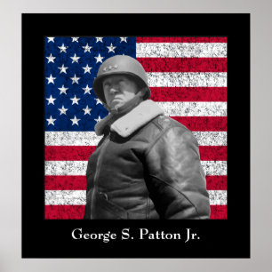 General George S. Patton and The U.S. Flag Poster