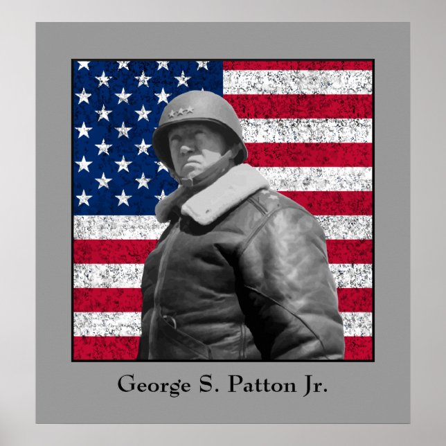 General George S. Patton and The U.S. Flag Poster (Front)