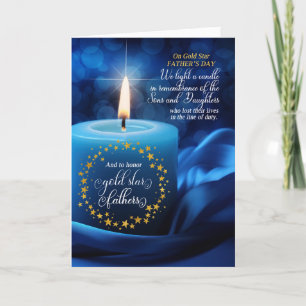 General Gold Star Father's Day Blue Candle Holiday Card