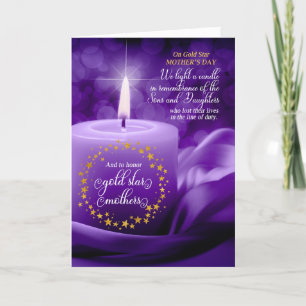 General Gold Star Mother's Day Purple Candle Holiday Card