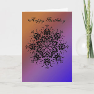 General - Happy Birthday - Damask Flourish Card