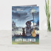 General Happy Halloween Black Cat and The Witch