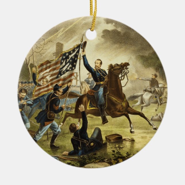 General Kearny's Charge in the Battle of Chantilly Ceramic Tree Decoration (Front)