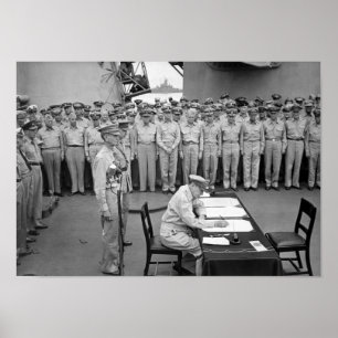 General MacArthur Signing The Japanese Surrender Poster
