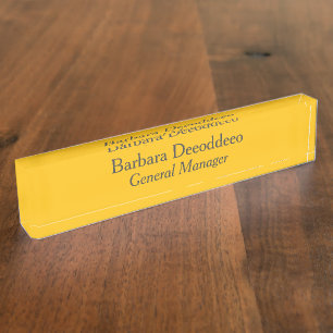 General Manager Yellow Acrylic Nameplate