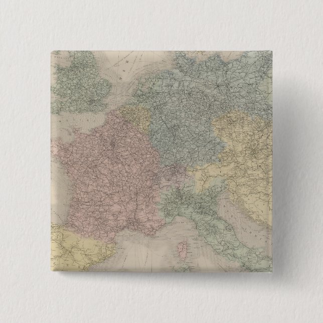 General map of European Railways 15 Cm Square Badge (Front)