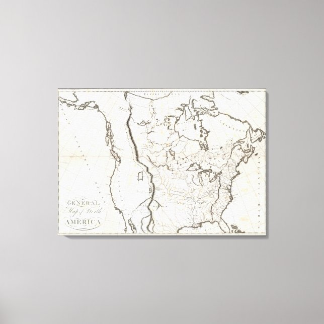 General Map of North America Canvas Print (Front)